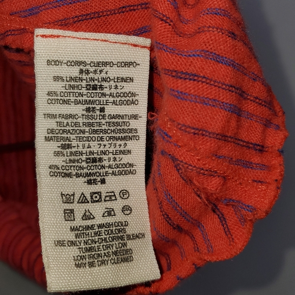 WE THE FREE PEOPLE Coral Red Americana Striped Linen Combo Tank Top Size XS - Picture 5 of 7